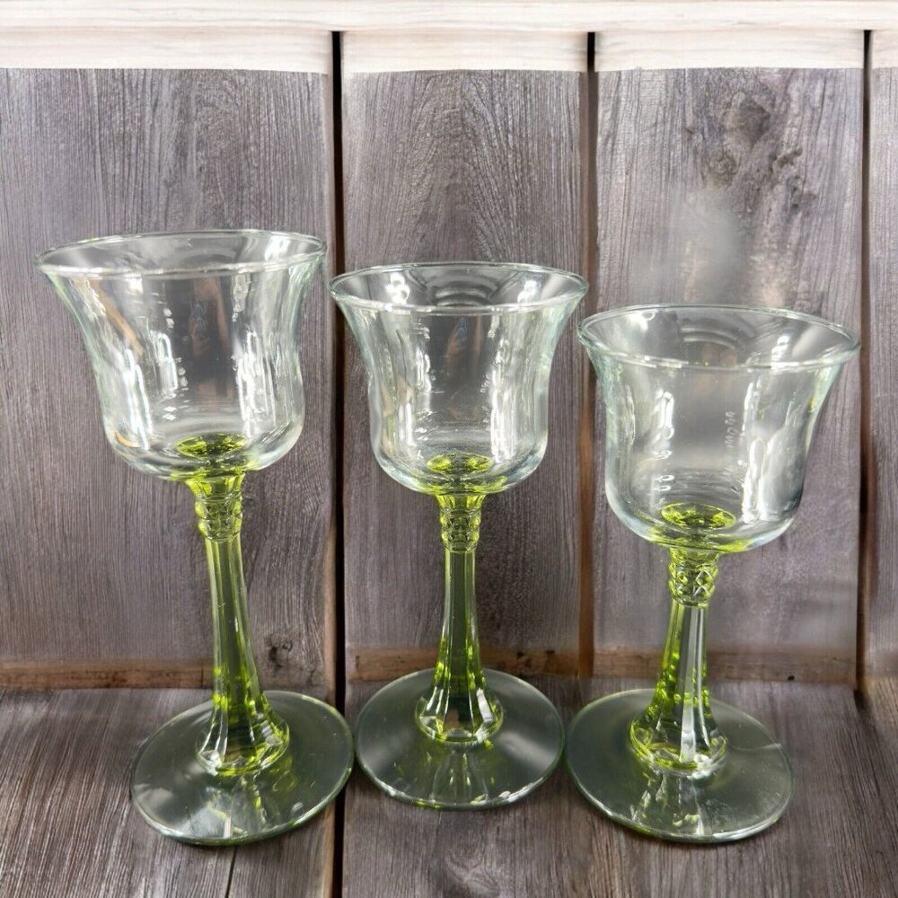 Partylite Glass Votive Candle Holder Set 3 Glass Clear Top And Green Bottom VTG - Picture 2 of 14